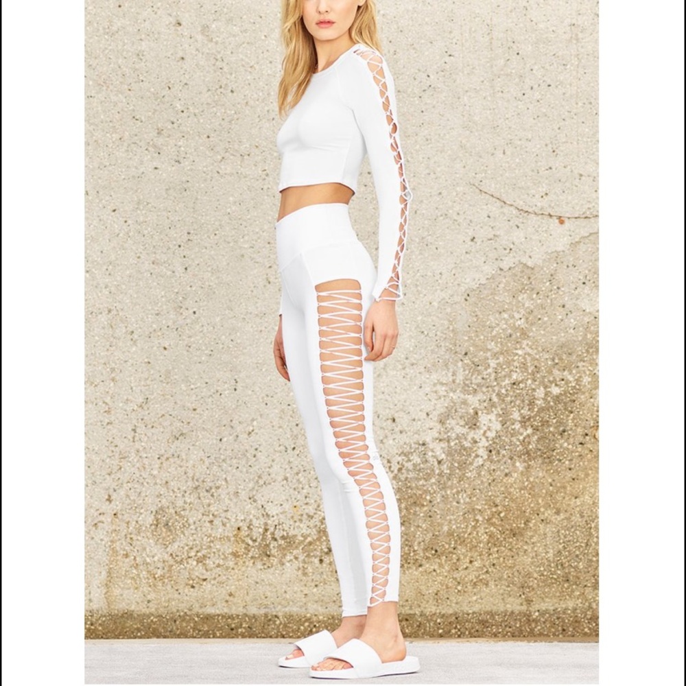 ALO Yoga  High line lace up white legging